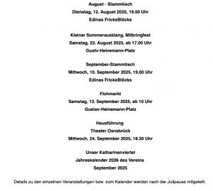 Die Veranstaltungen nach der Sommerpause