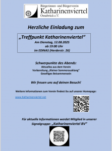 Einladung zum Stammtisch am Dienstag, den 12.08.2025