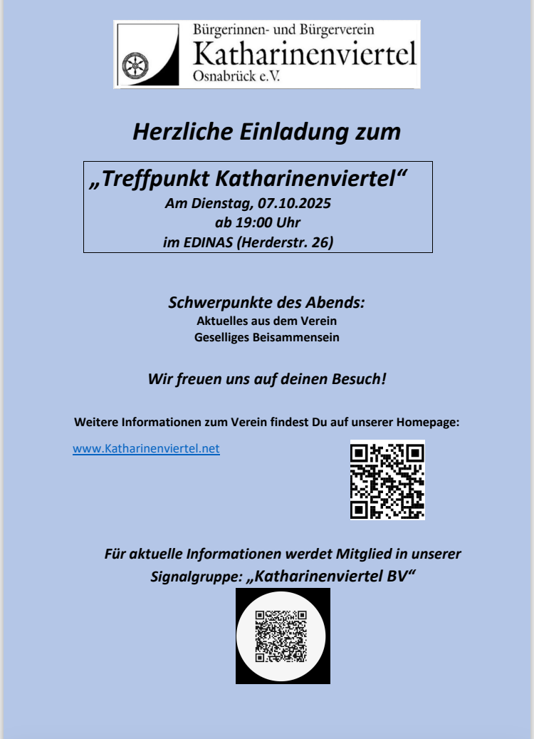 Einladung zum Stammtisch am Dienstag, den 07.10.2025