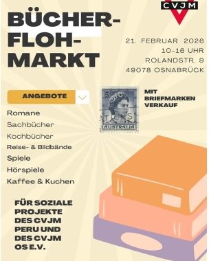 Bücher- und Briefmarkenmarkt am 21.02.26 ab 10:00 Uhr beim CVJM an der Rolandstr. 9