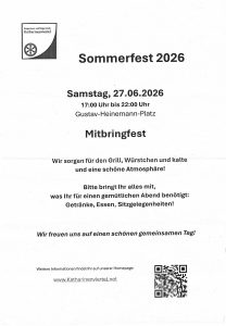 Einladung zum Sommerfest 2025 am Samstag, den 27.06.26