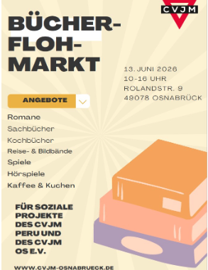Bücher- und Briefmarkenmarkt am 13.06.26 ab 10:00 Uhr beim CVJM an der Rolandstr. 9